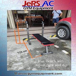 Flat bench with Barbell Rack and Dips - home and gym equipment
