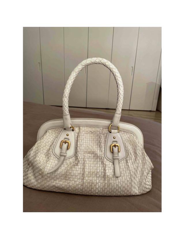 GENUINE PRADA HAND BAG IN WOVEN & BRAIDED IVORY LEATHER (Category: Bags & Wallets) located in Melbourne. Submitted by jayy. (Listing ID 1064637366, Image 2). Description: GREAT CONDITION, purchased from Paris. Width - 37cm Height- 23cm Depth- 12cm.