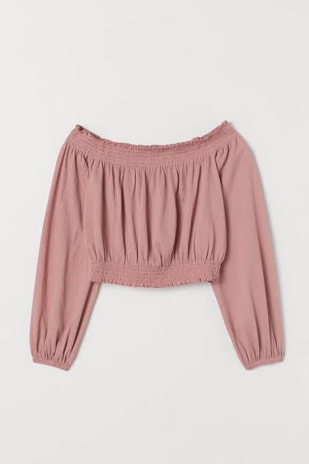 h\u0026m pink off shoulder top, Fesyen 