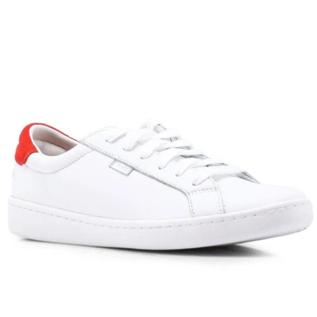 Red leather best sale keds