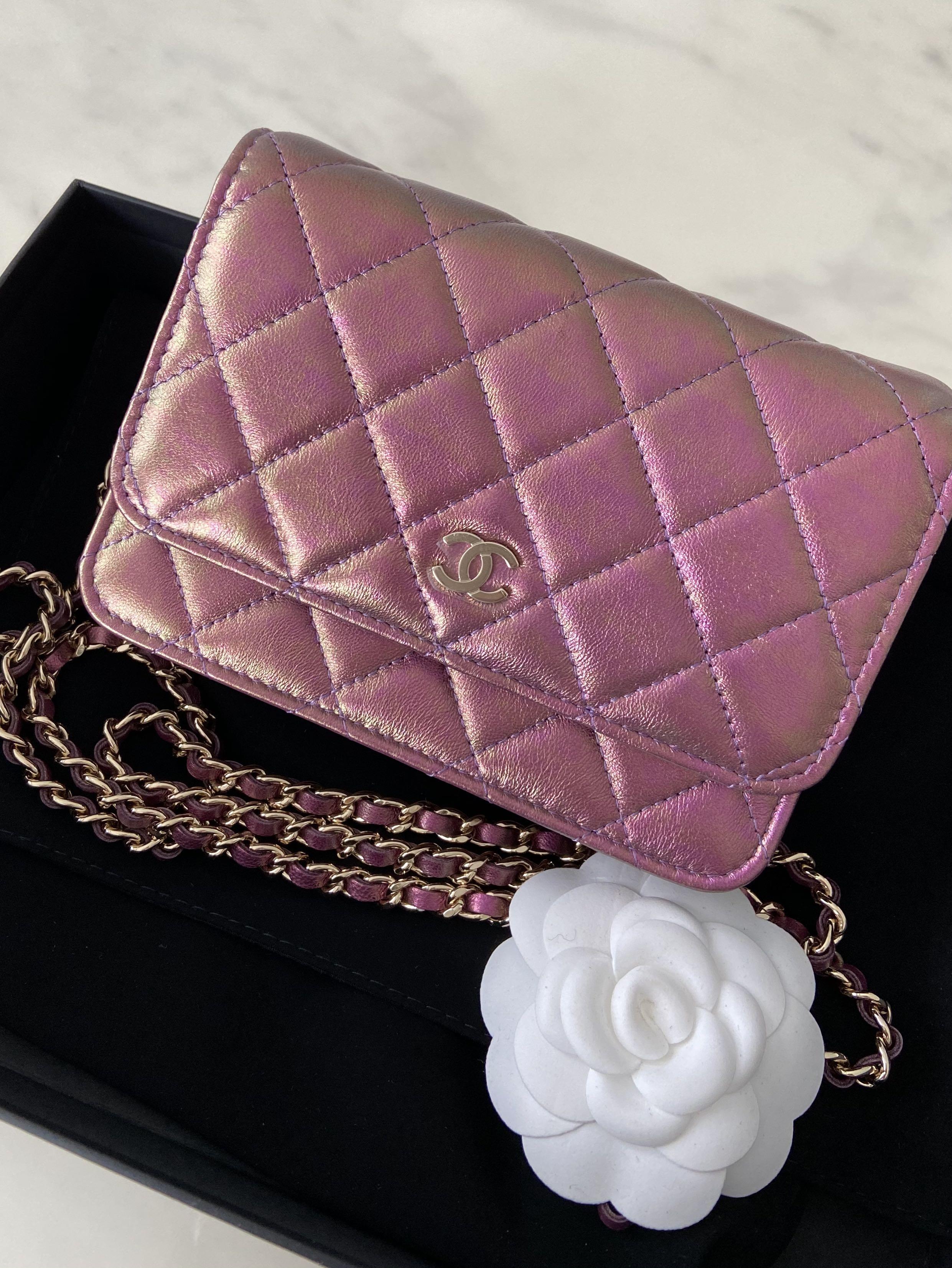 Chanel WOC iridescent violet mini, Luxury, Bags & Wallets on Carousell