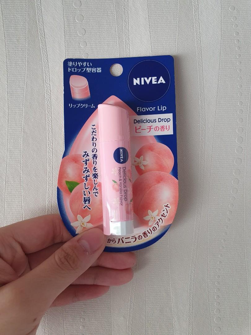 Nivea Delicious Drop Lip Balm Peach & Vanilla Flavor, Kesehatan ...