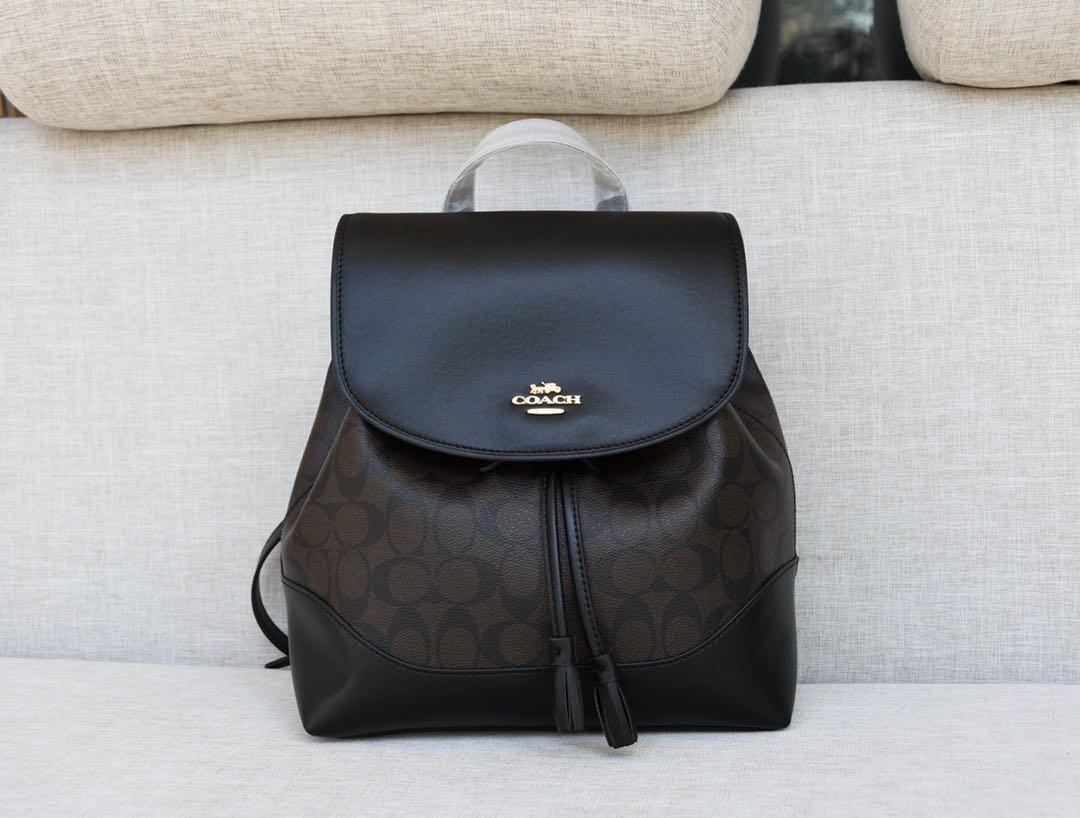 Original COACH ELLE BACKPACK IN SIGNATURE CANVAS (COACH 1613, Luxury