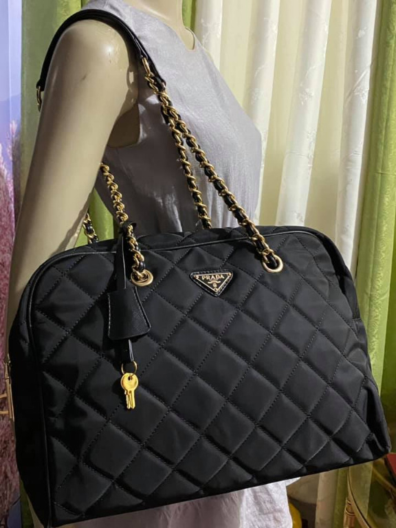 Prada quilted tessuto bag best sale