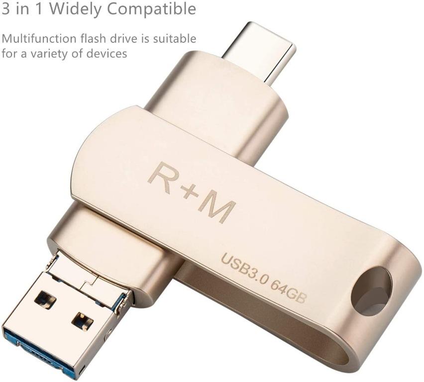 R M 3 In 1 Usb Flash Drive Usb Memory Stick Multi Function And High Speed Transmission Type C Usb 3 0 Otg Photostick Compatible With Electronics Others On Carousell