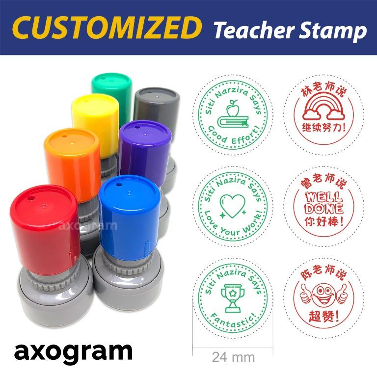 Custom Self Inking teacher book school personalized name pre ink rubber stamp 