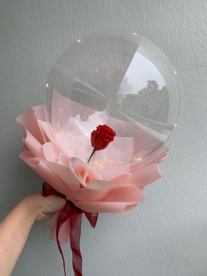 Single rose balloon Bouquet hand bouquet rose balloon, Hobbies