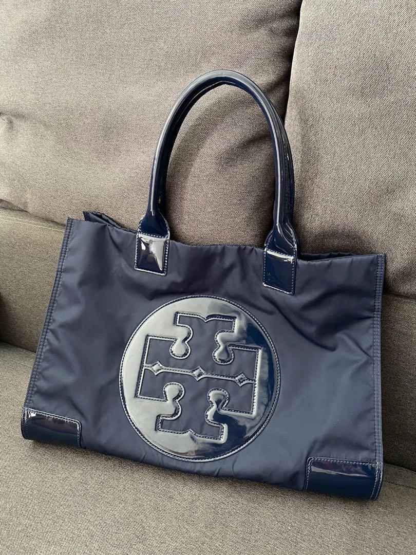 Tory Burch Ella Nylon Tote Large Navy, Luxury, Bags & Wallets on Carousell