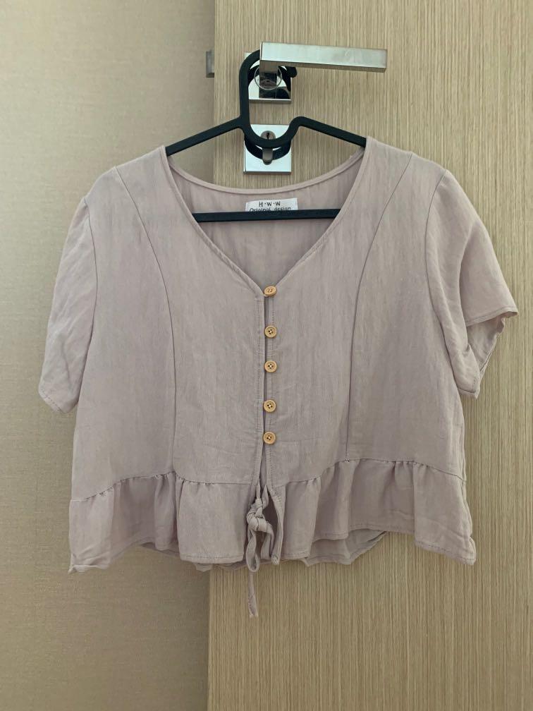 Pink V Neck Top