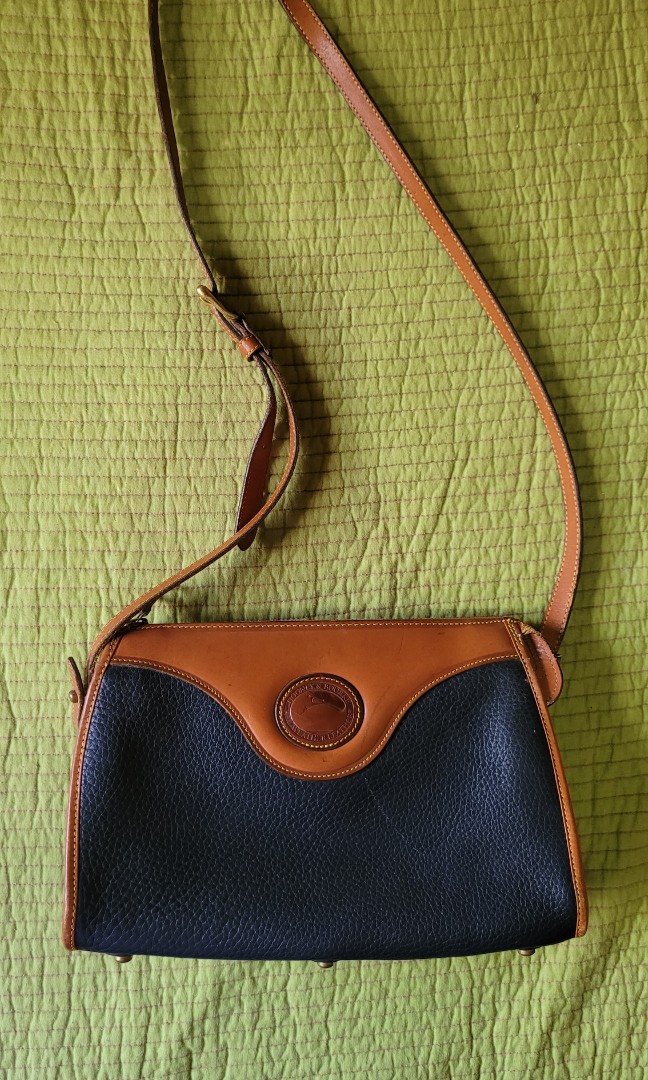 Vintage Dooney Bourke Black and Tan leather cross body bag
