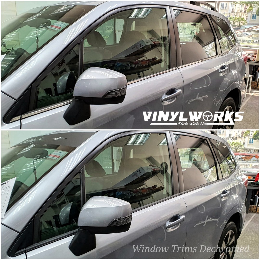 Vinyl Sticker Wrap to dechrome window trims, Car Accessories, Car