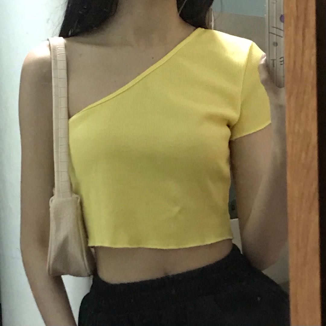 yellow one shoulder top