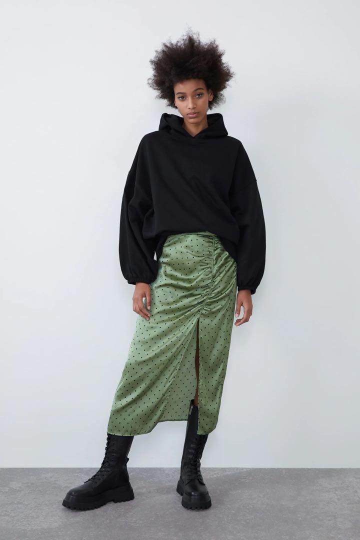ZARA Mint Green Polka Dots Skirt Women s Fashion Bottoms Skirts on Carousell