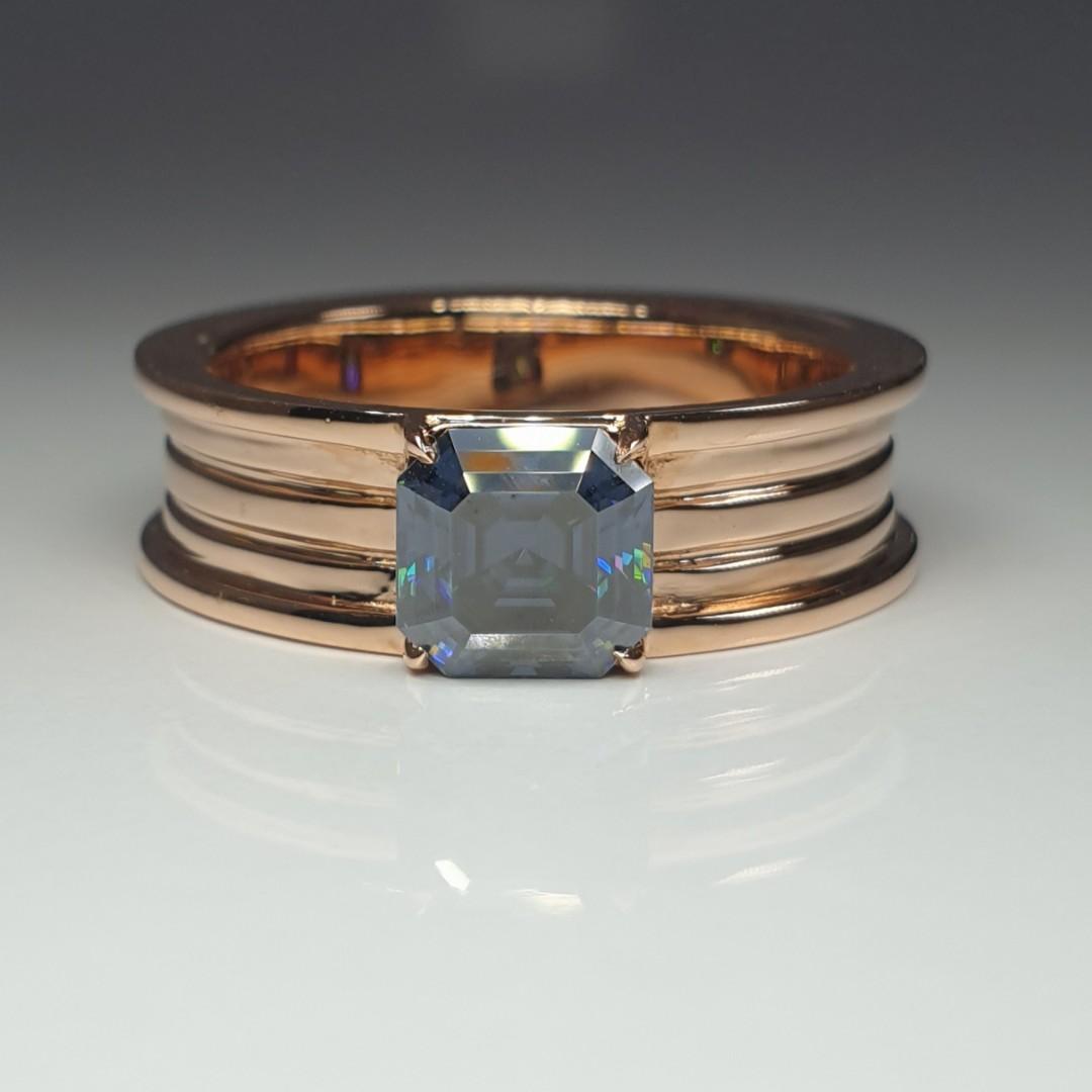 Mens asscher top cut diamond ring