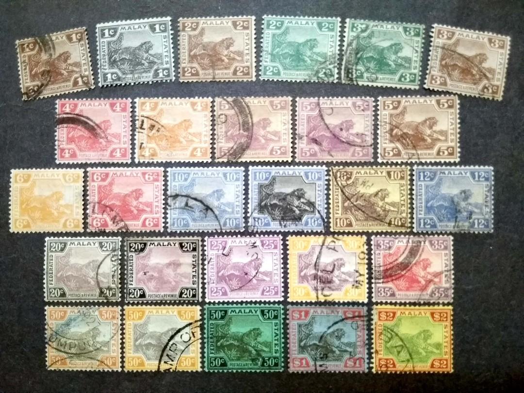 1922 Federated Malay States Malaya Tiger Wmk Msca Loose Set Up To 2 28v Used Stamps Antiques Stamps On Carousell
