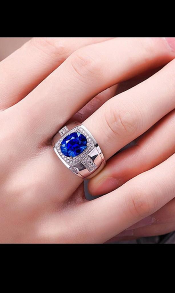 2021 Valentine Sales 10 Half Price Instock Men Sapphire Diamond Platinum Zircon Blue Cystal Gemstone Ring Men S Fashion Watches Accessories Jewelry On Carousell