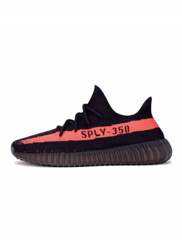 black yeezy with red stripe