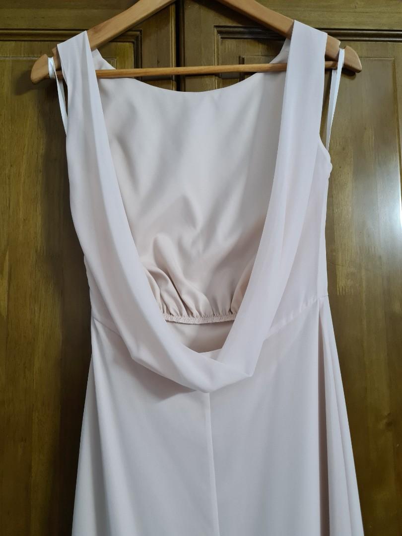 strapless open back dress Zapaka Women Dusty Rose Maxi Bridesmaid Dress with Sleeves V-Neck A Line Ruched Wedding Guest Dress, Dusty Rose / US2