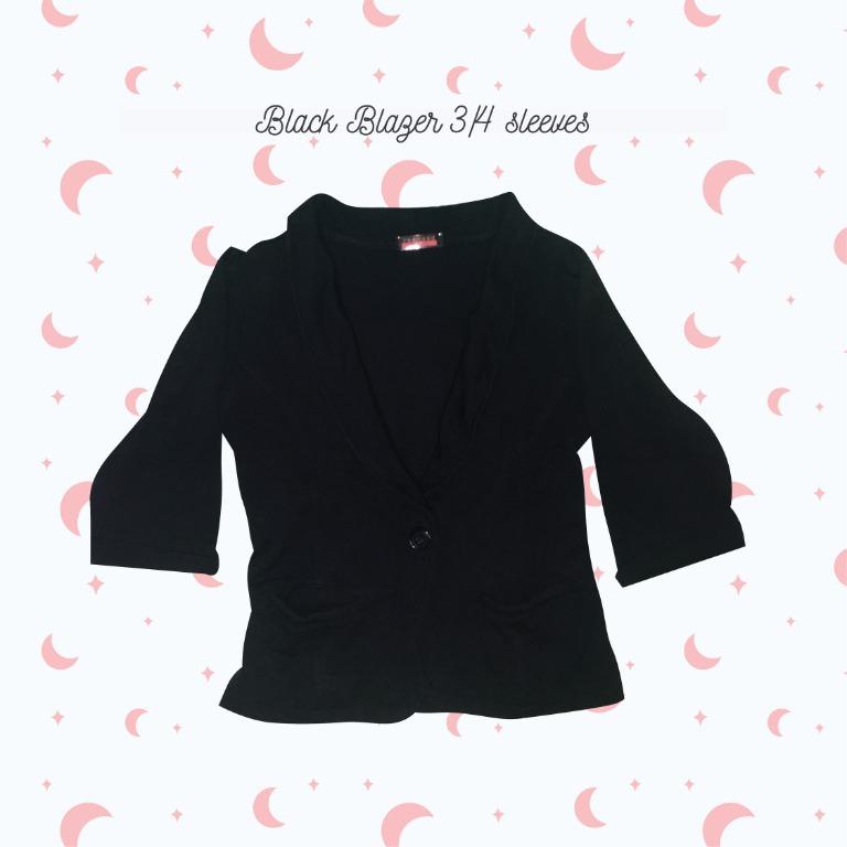 Black 3/4's coat (Category: Coats, Jackets and Outerwear) located in Quezon City. Submitted by celestialmarch (Listing ID 1051732902, Image 1). Description: - Used but not abused - has 2 front pockets - Size: S - Thick cloth type RFS: decluttering.