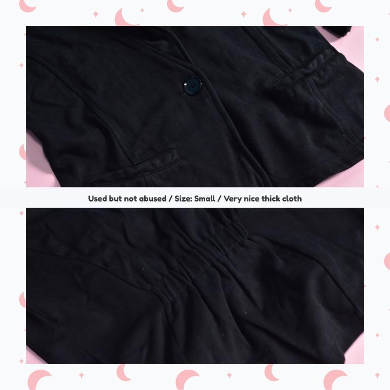 Black 3/4's coat (Category: Coats, Jackets and Outerwear) located in Quezon City. Submitted by celestialmarch (Listing ID 1051732902, Image 2). Description: - Used but not abused - has 2 front pockets - Size: S - Thick cloth type RFS: decluttering.