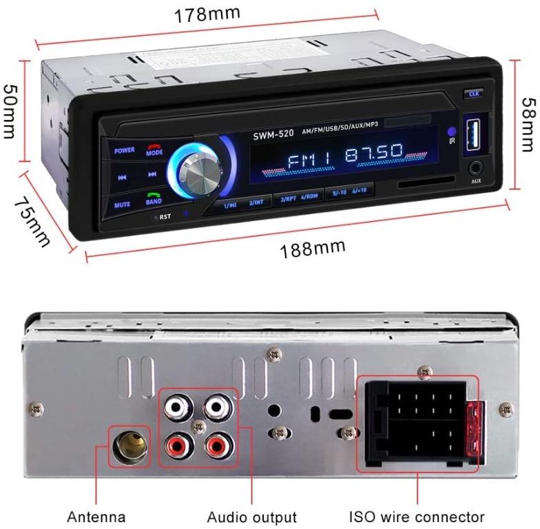 Car Stereo with Bluetooth Single din in Dash, AM FM Car Radio Car Audio  Support USB, SD Card,AUX in, with Wireless Remote Control, Audio, Portable  Music Players on Carousell