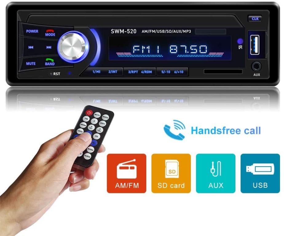 Car Stereo with Bluetooth Single din in Dash, AM FM Car Radio Car Audio  Support USB, SD Card,AUX in, with Wireless Remote Control, Audio, Portable  Music Players on Carousell