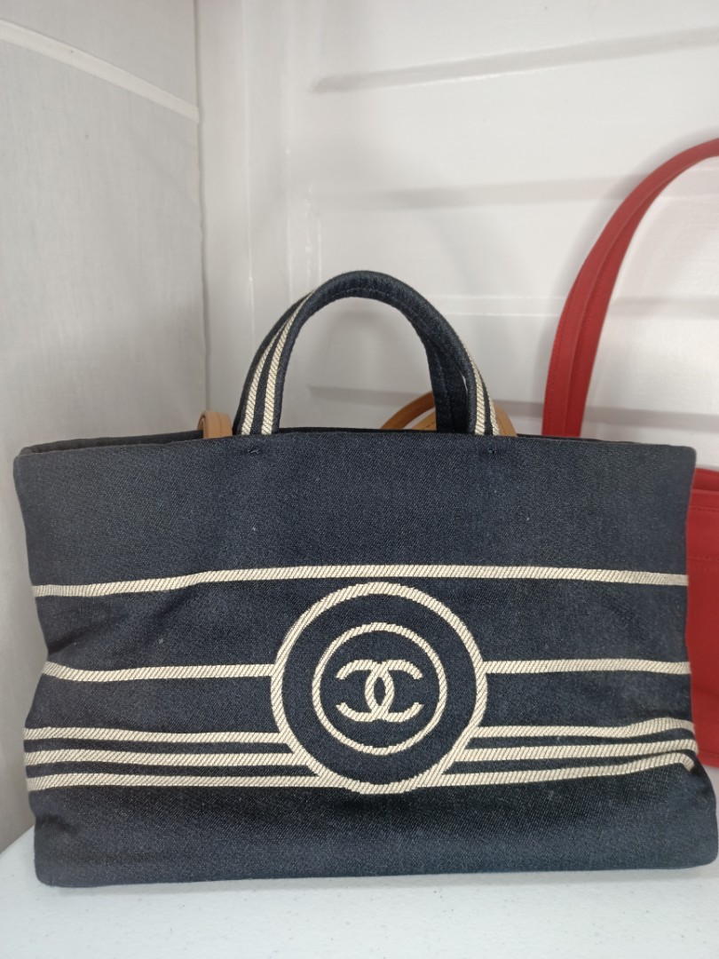 Chanel denim tote bag, Luxury, Bags & Wallets on Carousell