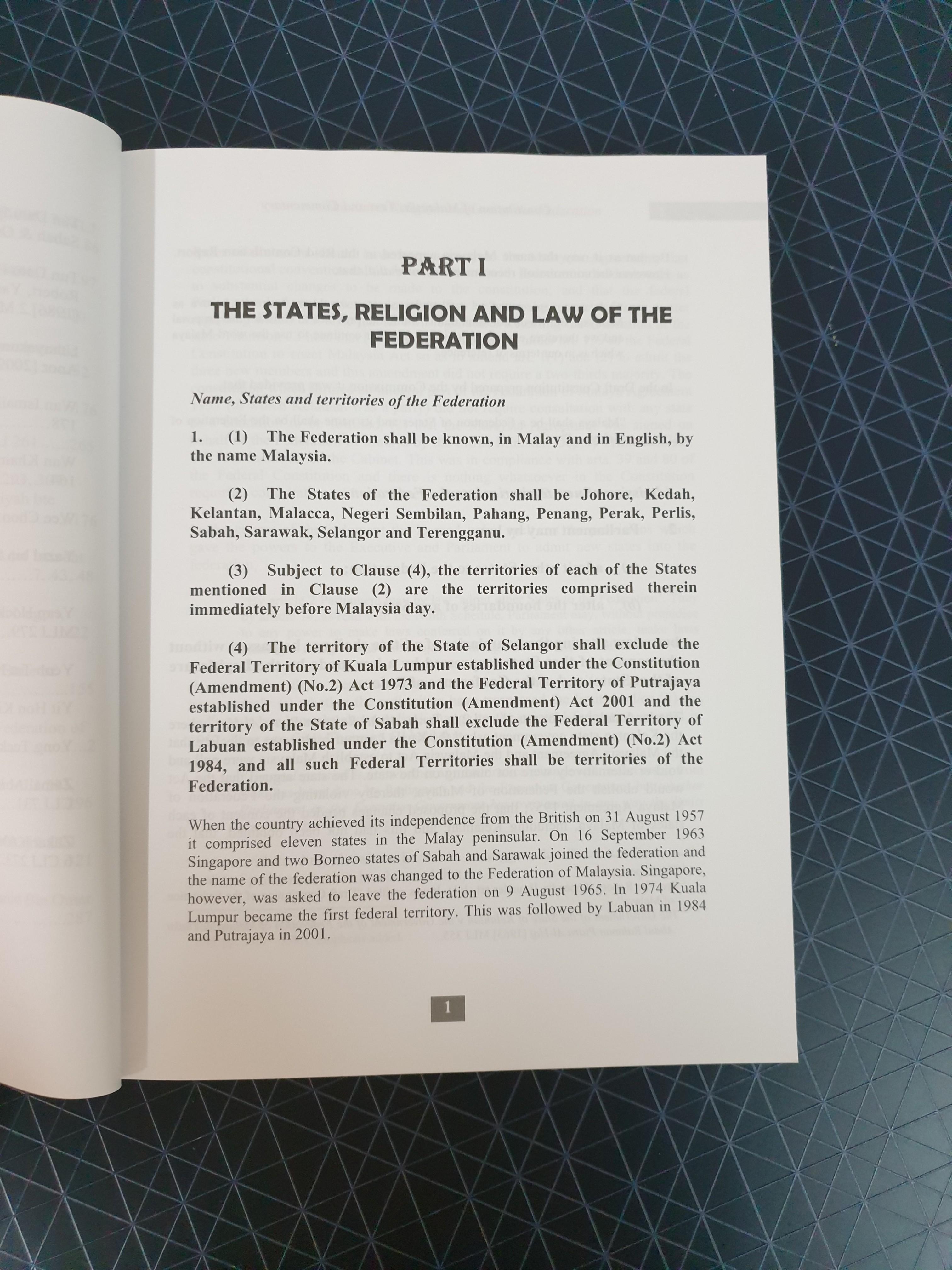 Constitution of Malaysia Text and Commentary by Abdul Aziz u0026 Farid