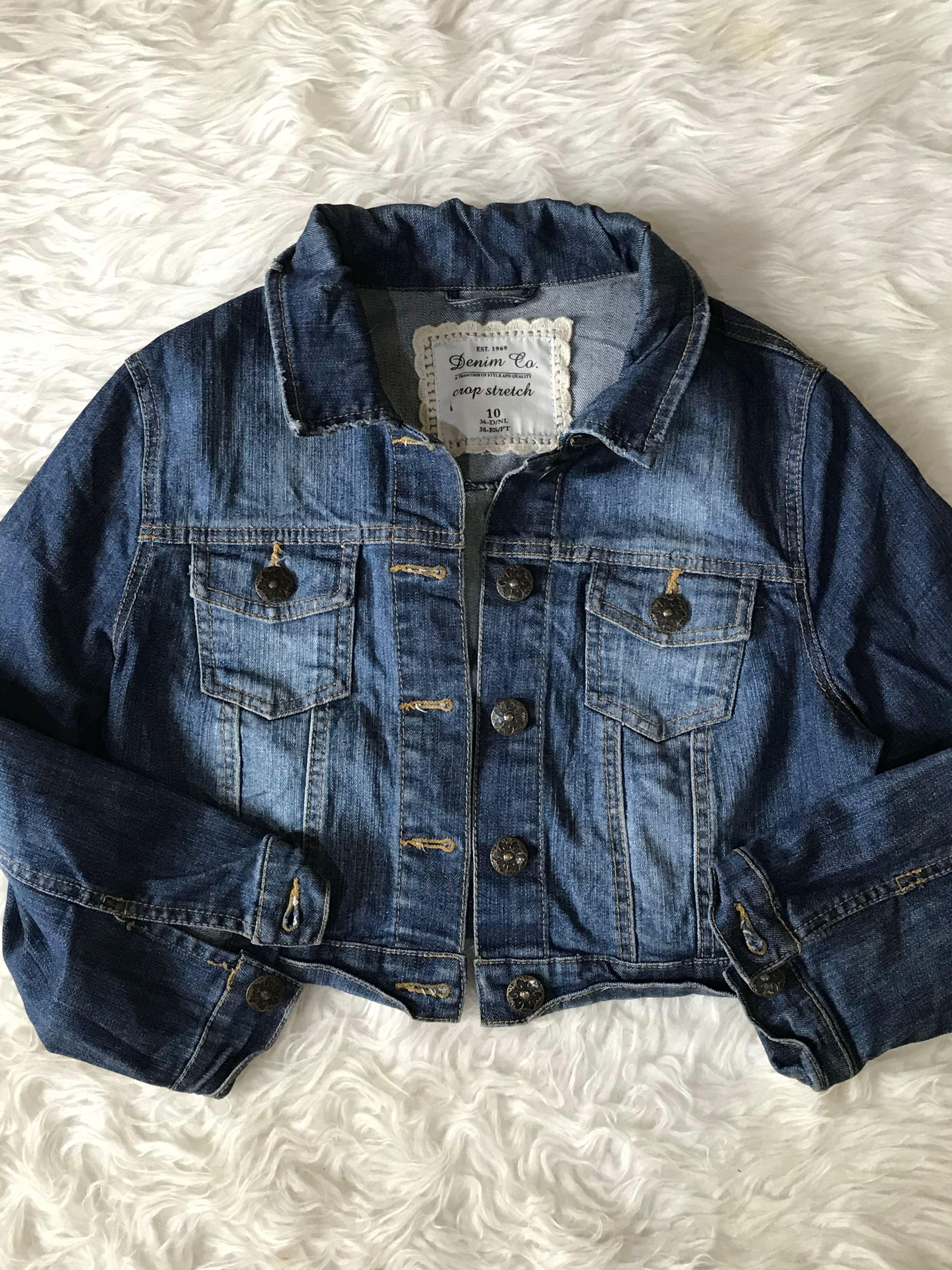 Crop Denim Jacket, Fesyen Wanita 