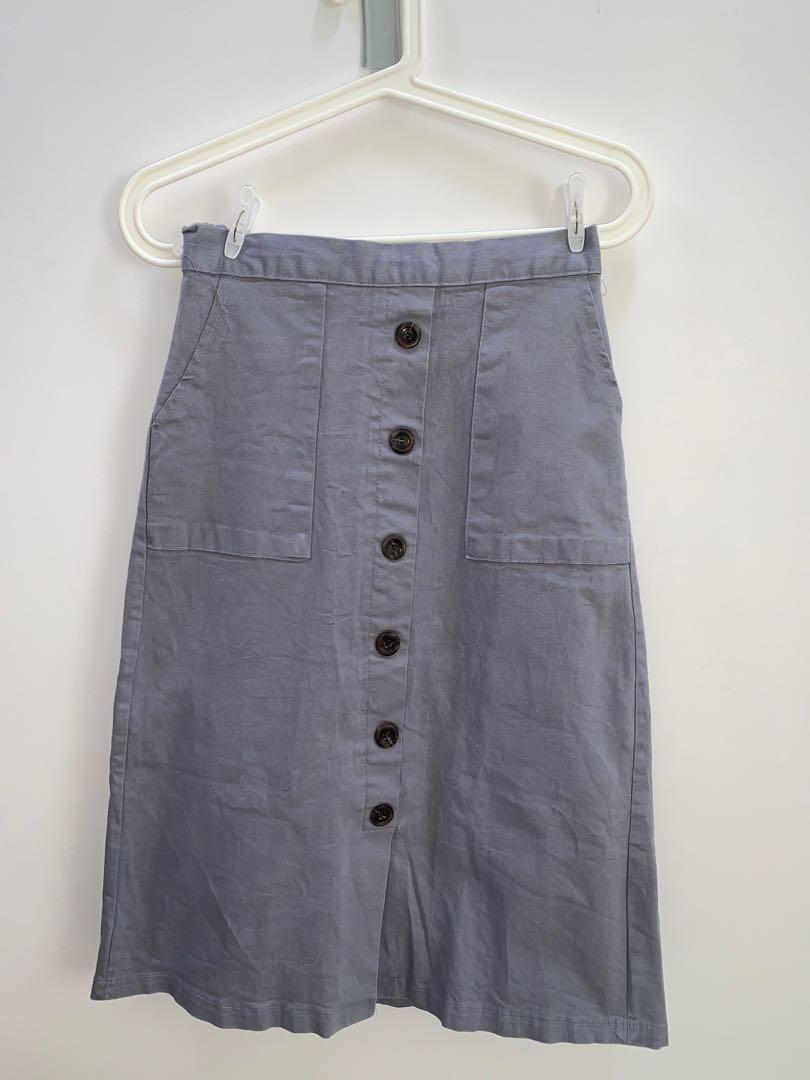 Dusty Blue Cargo Skirt, Women's Fashion 