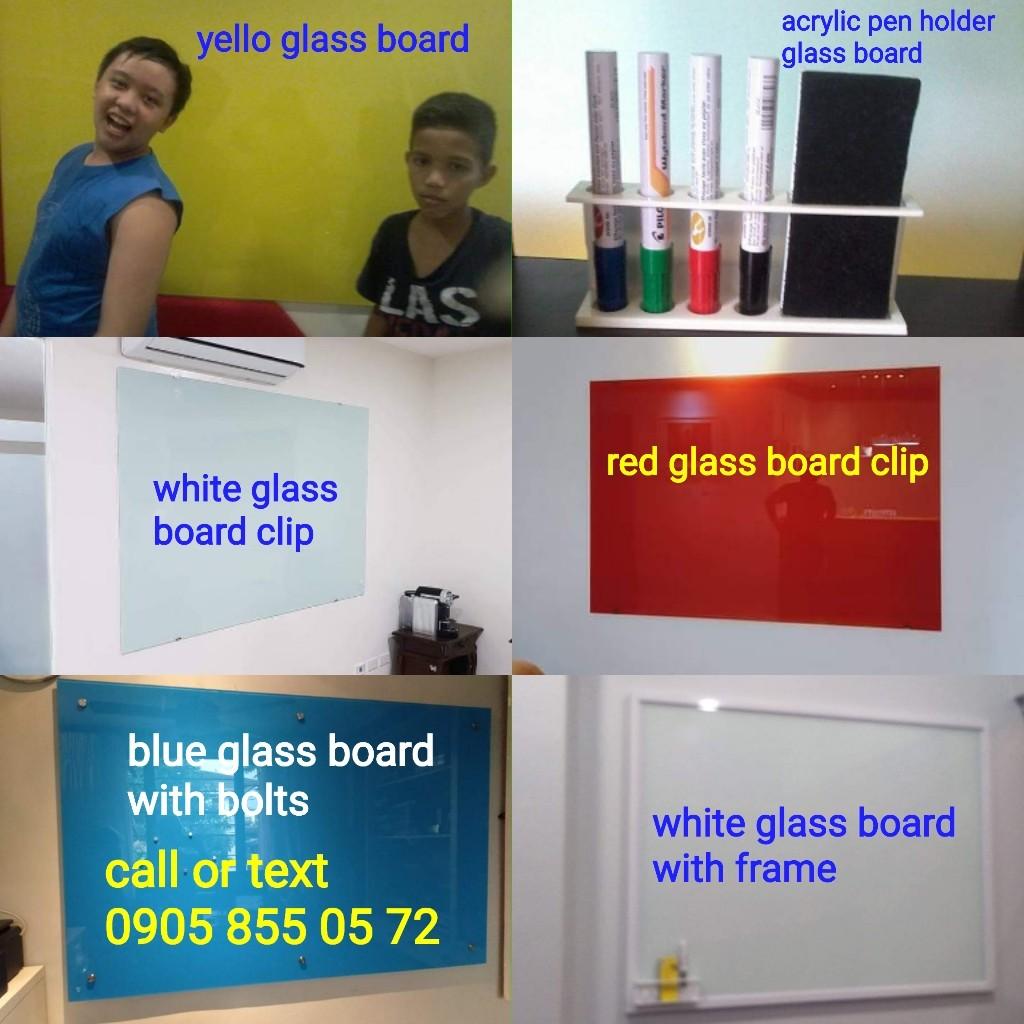 Glass Board Frameless / with Aluminum Frame , Acrylic Pen Holder