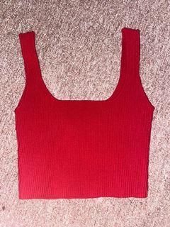 Glassons red ribbed square neck crop