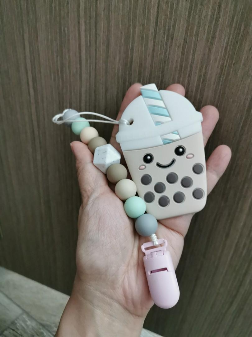 Glitter and spice bubble tea boba silicone teether Babies Kids