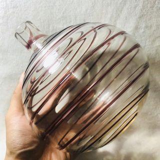 Hand Blown Glass Vase with Purple Accent