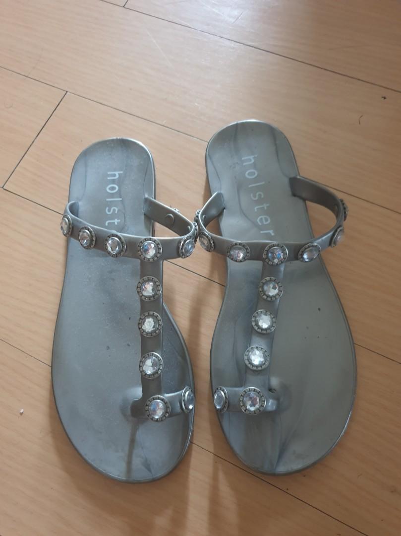 Holster slippers with gems Women s Fashion Footwear Flats Sandals on Carousell