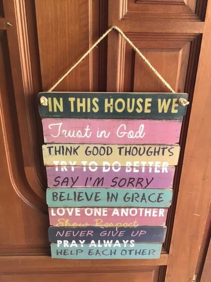 House Rules Colourful Distress Wood Inspirational Wall Decor Plaque Furniture Home Living On Carou - Inspirational Wall Decor Plaques