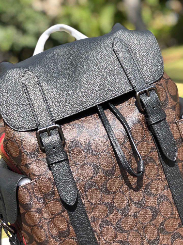 hudson backpack in signature canvas with varsity stripe