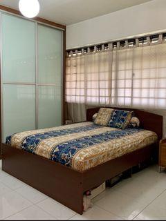Ikea Queen Size Askvoll Bed Frame And Mattress White Luroy 150x200 Cm Furniture Beds Mattresses On Carousell