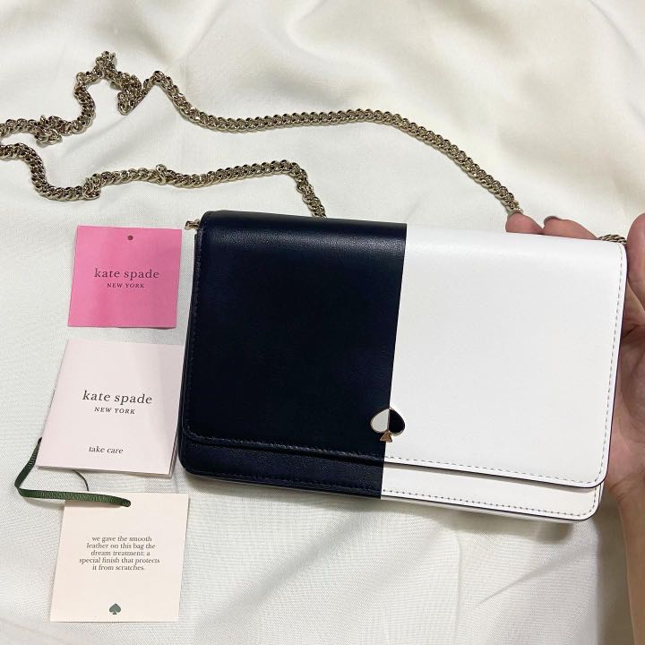 Kate Spade Nicola Bicolor Chain Wallet, Luxury, Bags & Wallets on Carousell