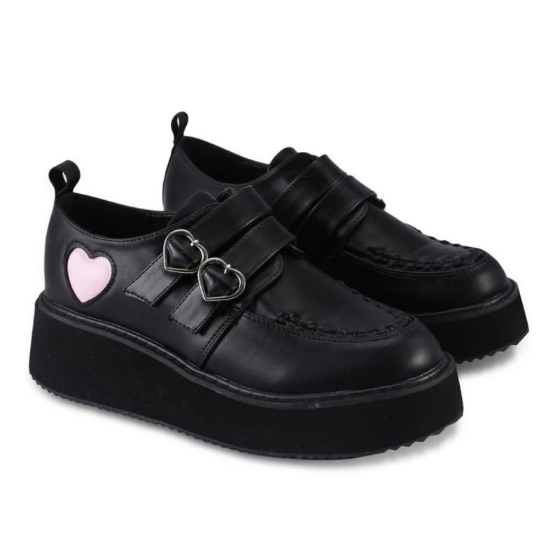 Pothos pink heart wave platform shoes clearance
