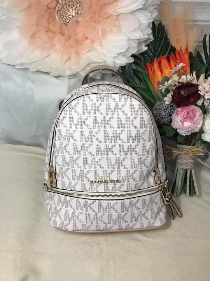 White and grey deals michael kors backpack