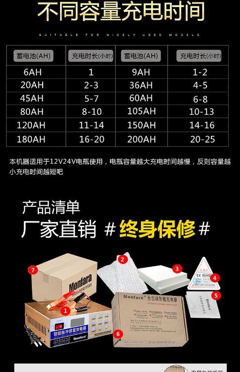 Monfara MF 2C Car DC 12V 24V Intelligent Pulse Repair Battery