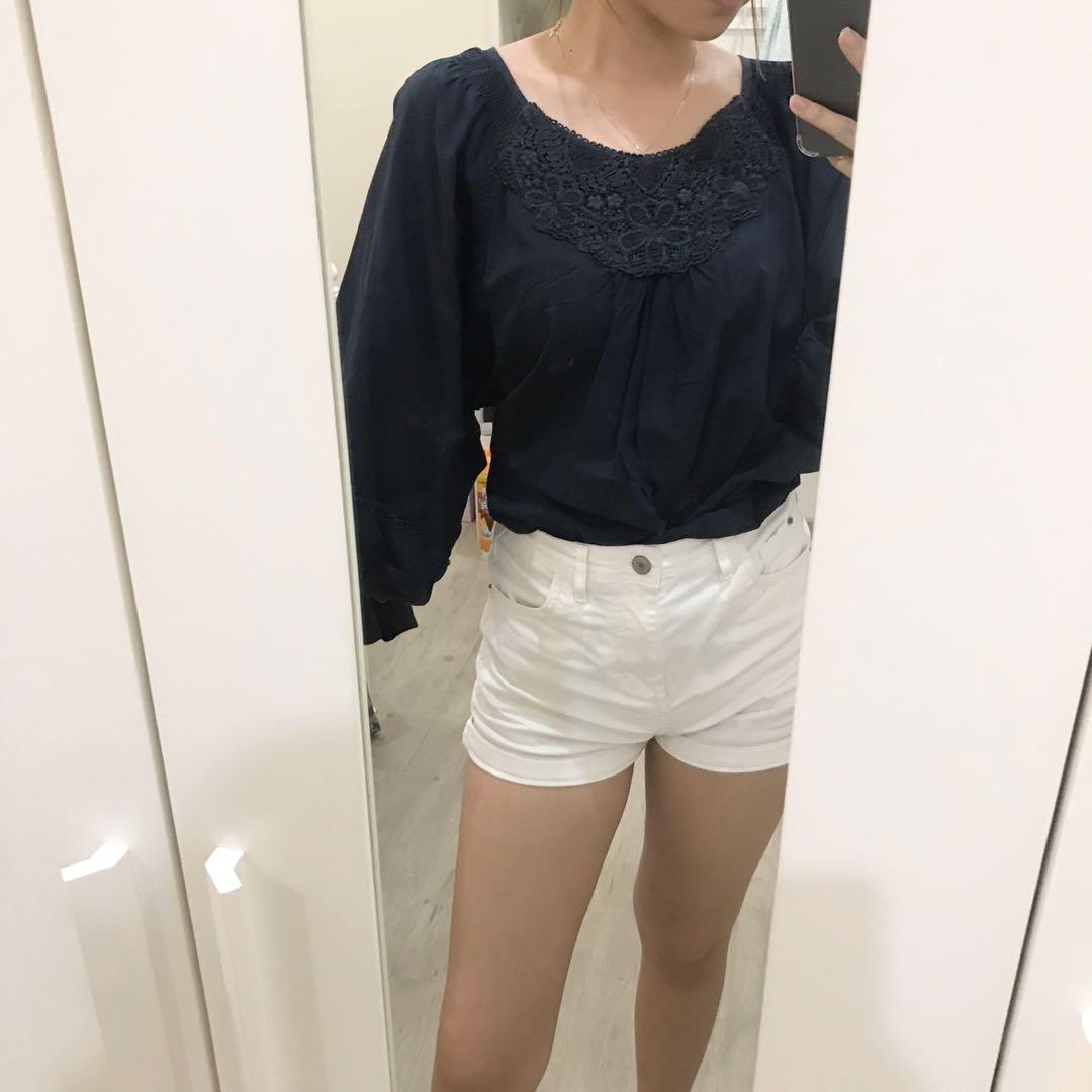 Navy blue babydoll top, Women's Fashion, Tops, Blouses on Carousell