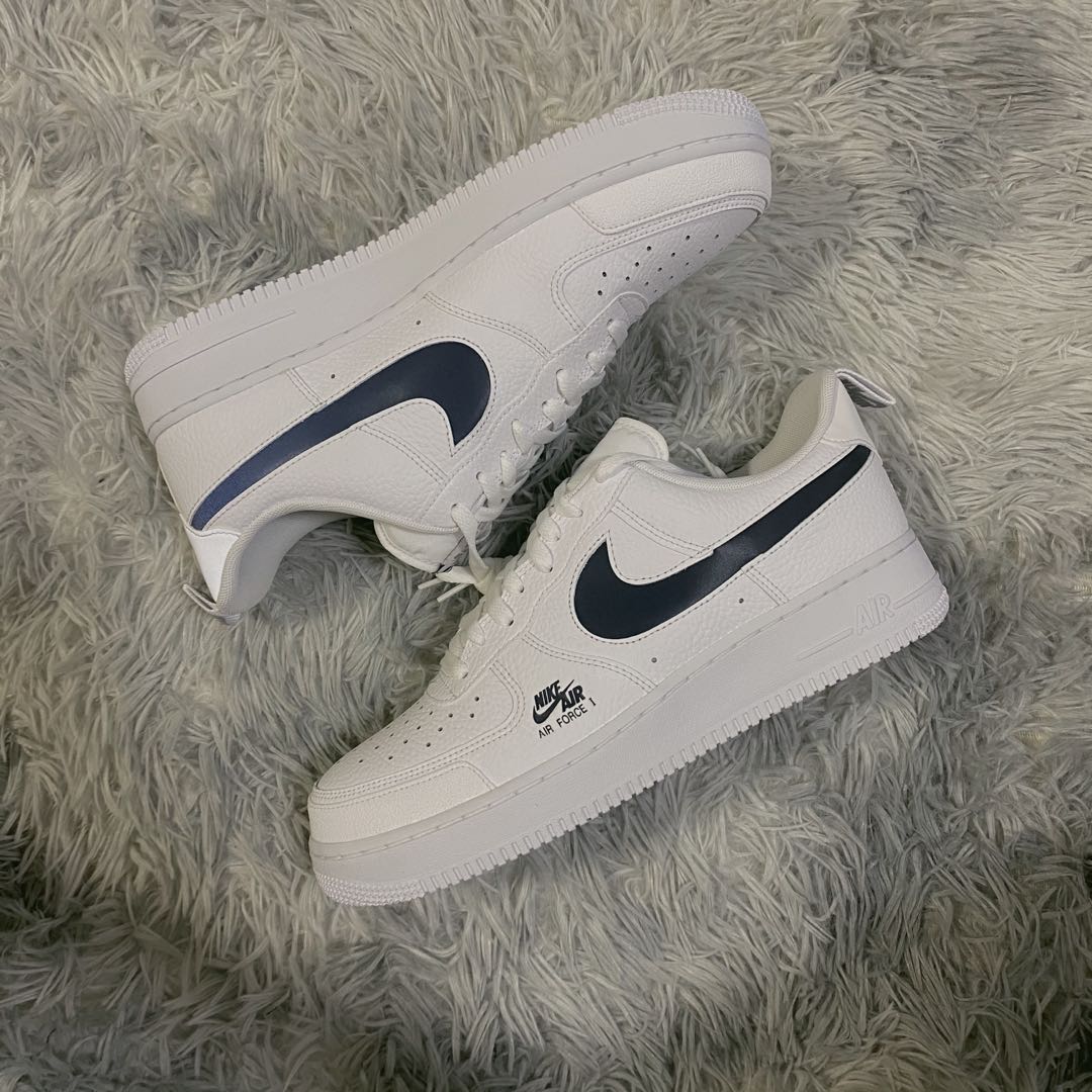 white and navy air force ones
