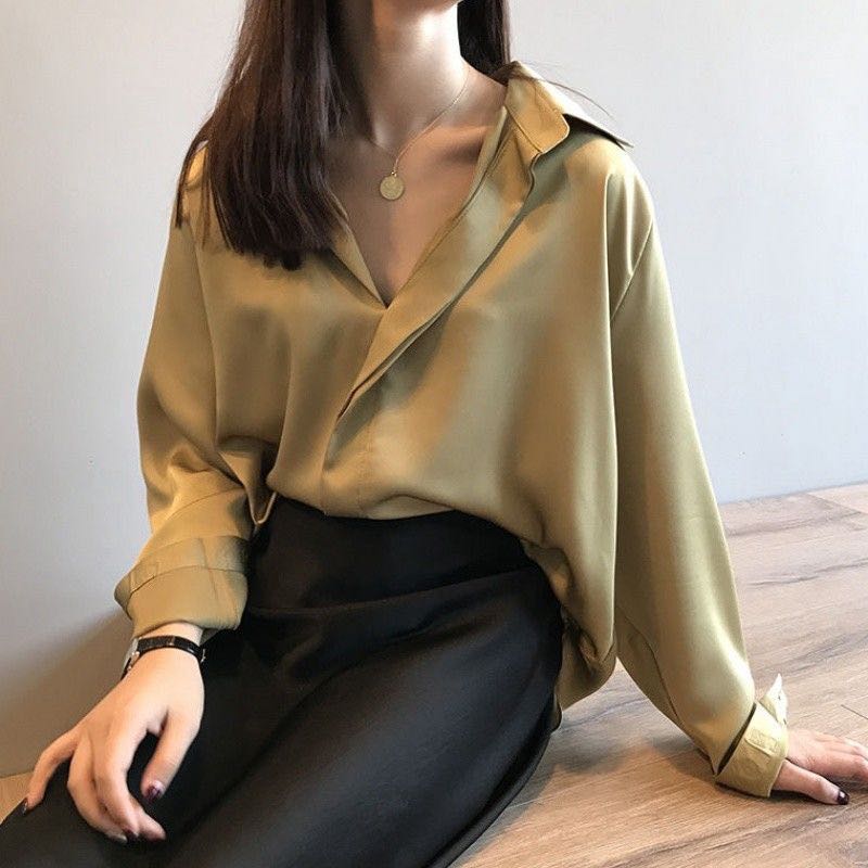 olive satin top