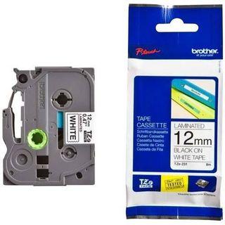 Original Brother TZe231 12mm Black on White Label for P-touch printer