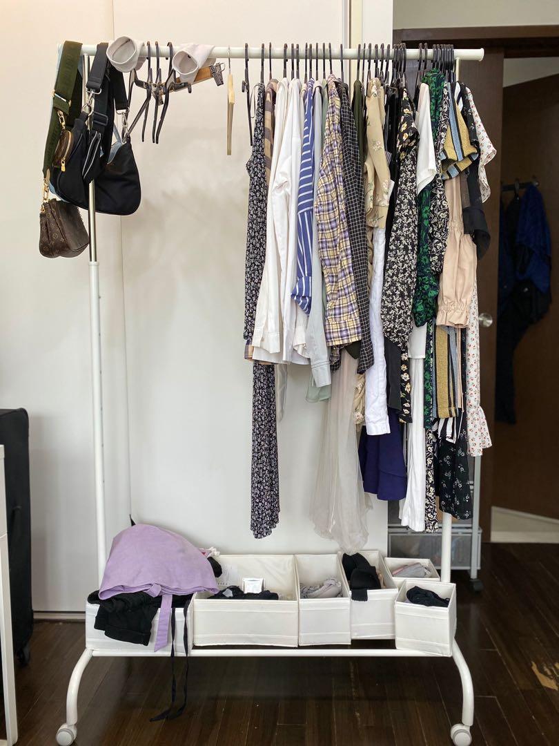 READY STOCK Ikea Mulig Clothes Rack Hanging Drying Rack 99x46cm White Furniture Home Living Furniture Shelves Cabinets Racks on Carousell