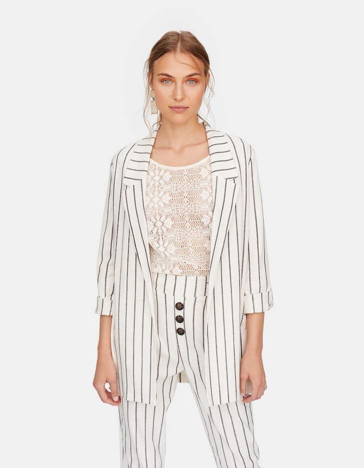 stradivarius striped blazer