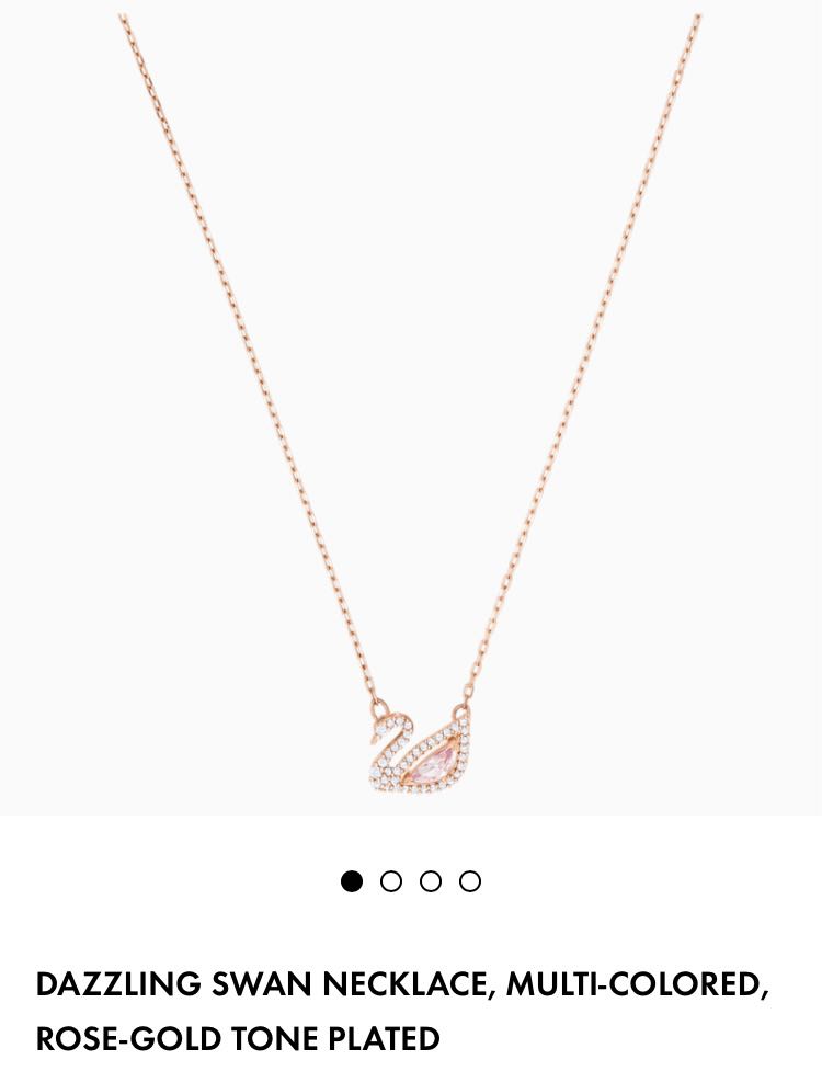 Dazzling Swan necklace, Swan, Pink, Rose gold-tone plated