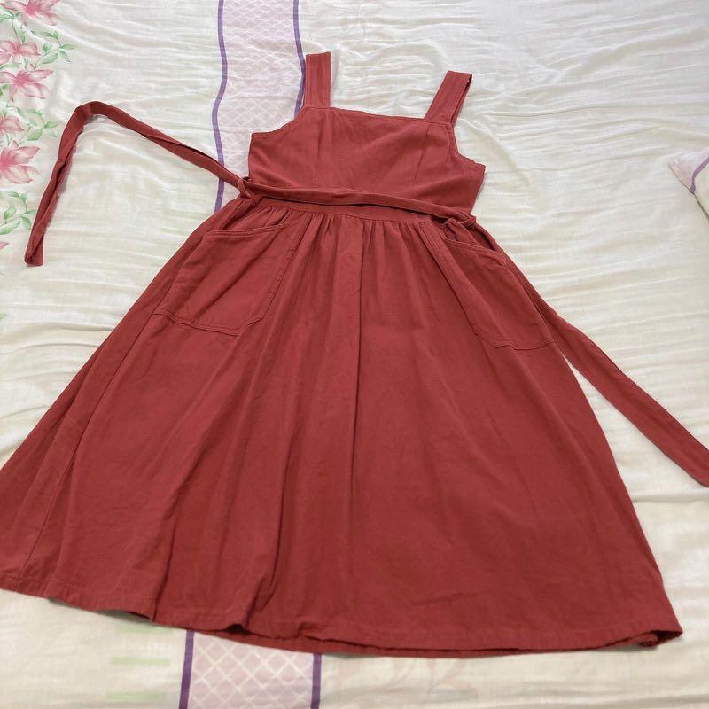 Temt valley girl maroon maxi /midi dress, Women's Fashion, Dresses